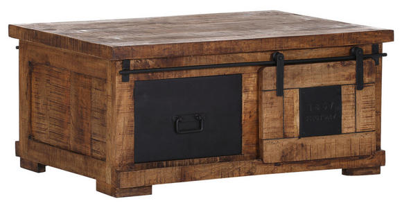 COUCHTISCH Mangoholz massiv 100/70/45 cm rechteckig Naturfarben, Schwarz  - Schwarz/Naturfarben, KONVENTIONELL, Holz/Holzwerkstoff (100/70/45cm) - Landscape