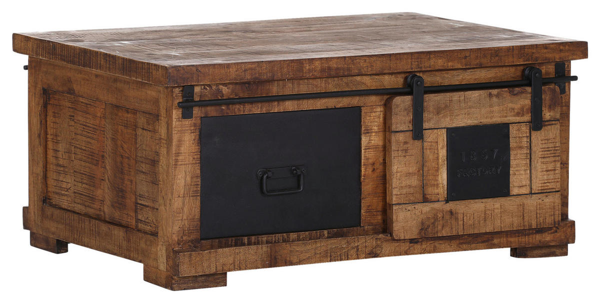 COUCHTISCH Mangoholz massiv 100/70/45 cm rechteckig Naturfarben, Schwarz  - Schwarz/Naturfarben, KONVENTIONELL, Holz/Holzwerkstoff (100/70/45cm) - Landscape
