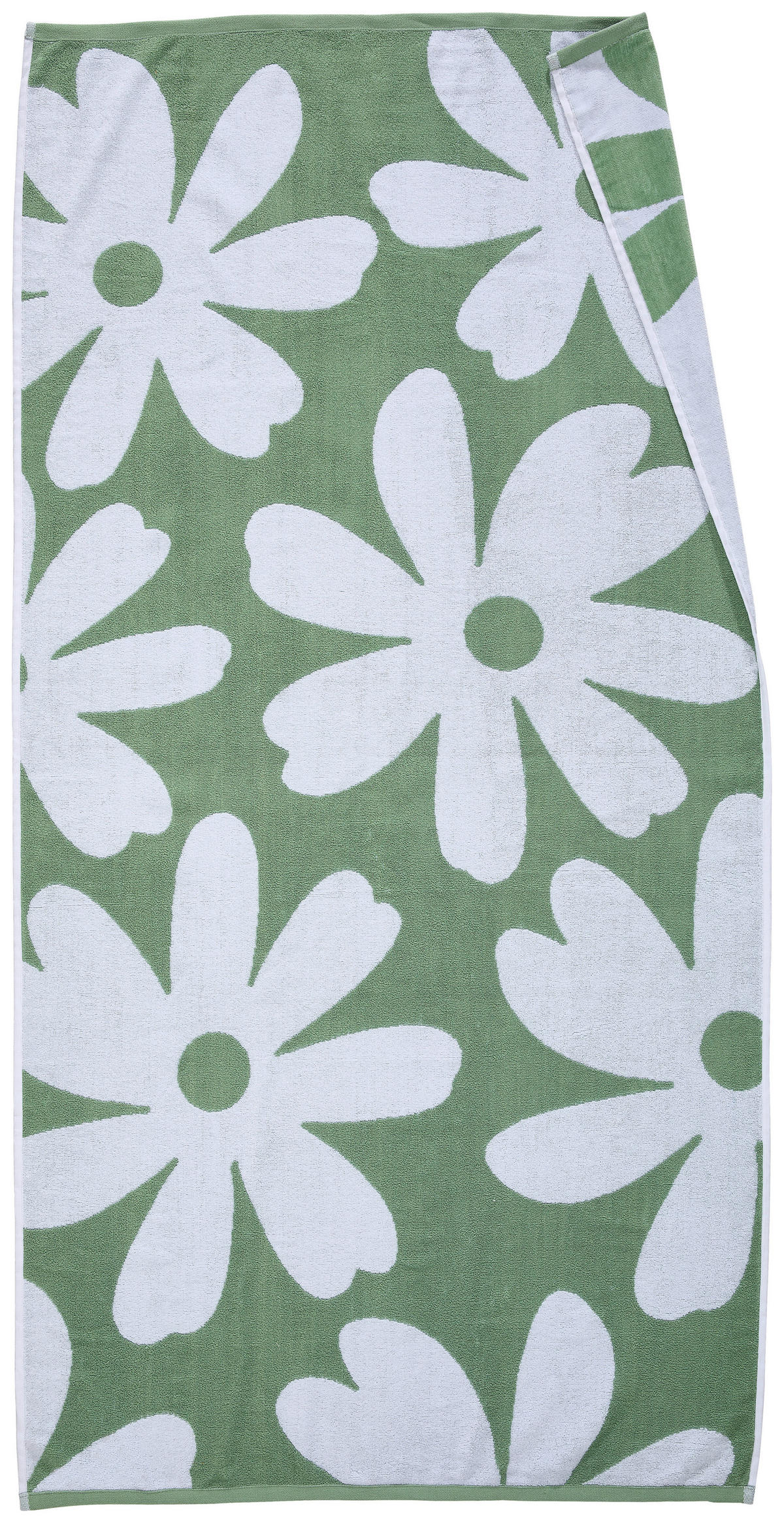 STRANDTUCH Flower Grün 90/180 cm  - Grün, Textil (90/180cm) - Esposa