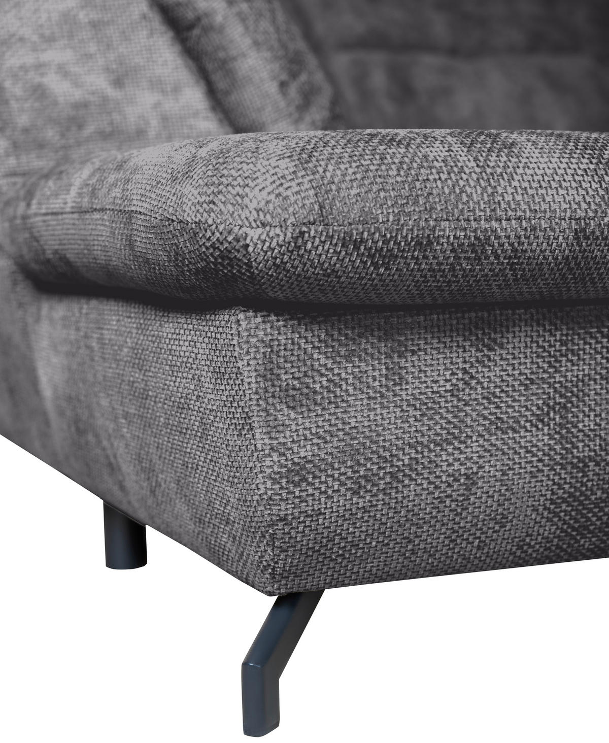 WOHNLANDSCHAFT Dunkelgrau Struktur  - Dunkelgrau/Schwarz, KONVENTIONELL, Textil/Metall (253/357/188cm) - Carryhome