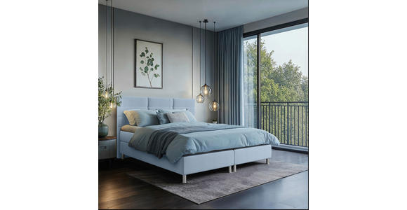 BOXBETT 180/200 cm  in Blau  - Chromfarben/Blau, KONVENTIONELL, Textil/Metall (180/200cm) - Carryhome