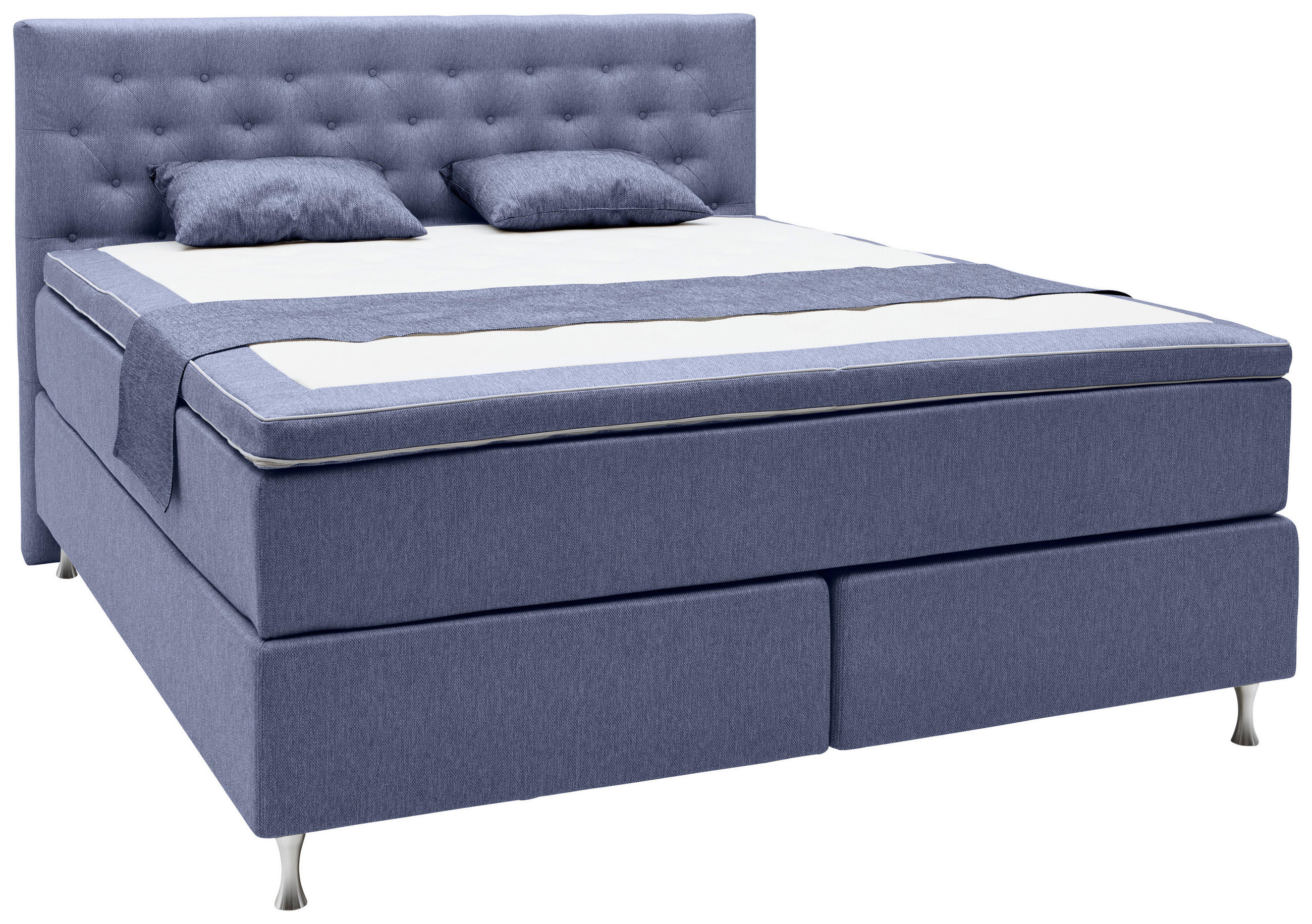 KONTINENTALSÄNG 180/200 cm  i grå  - aluminiumfärgad/grå, Design, metall/trämaterial (180/200cm) - Elegando