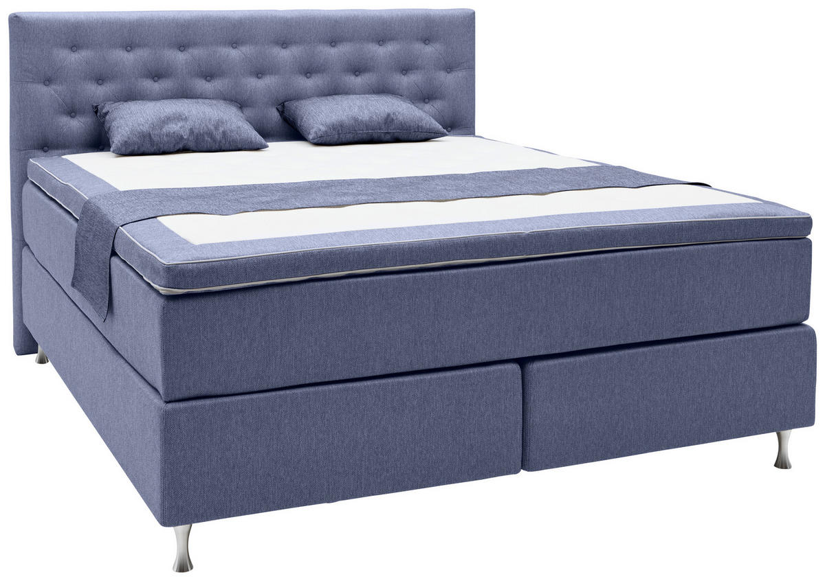 KONTINENTALSÄNG 180/200 cm  i grå  - aluminiumfärg/grå, Design, metall/trämaterial (180/200cm) - Elegando