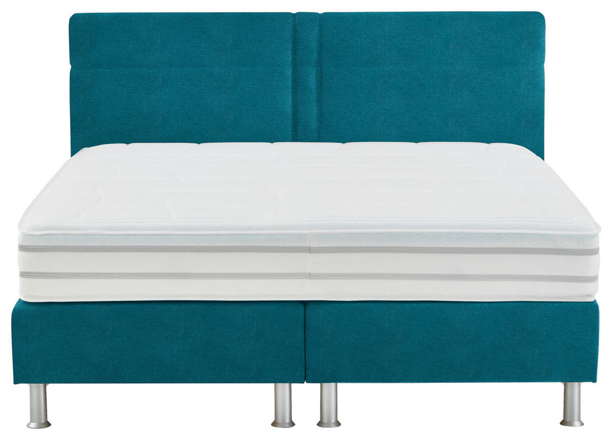 BOXSPRINGBETT 200/200 cm  in Petrol  - Petrol/Alufarben, Design, Kunststoff/Textil (200/200cm) - Beldomo - Sleep