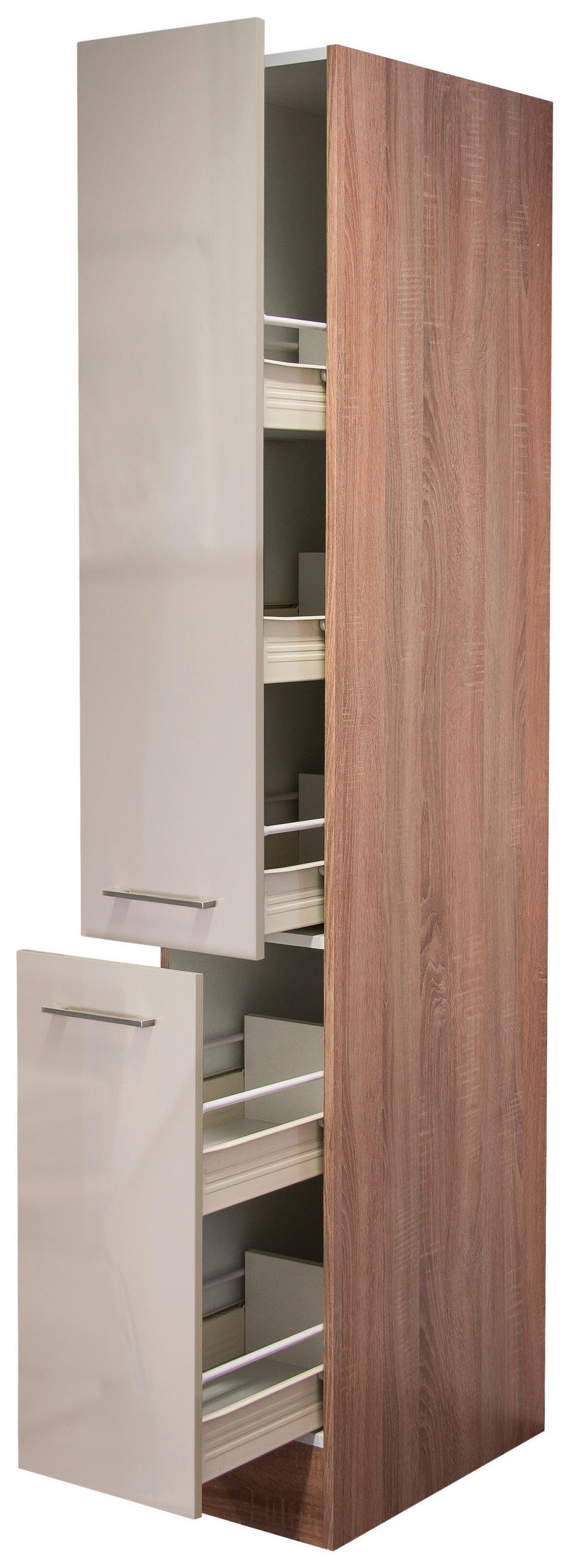 APOTHEKERSCHRANK 30/200/57 cm  in Kaschmir  - Kaschmir/Edelstahlfarben, MODERN, Holzwerkstoff/Metall (30/200/57cm) - FlexWell