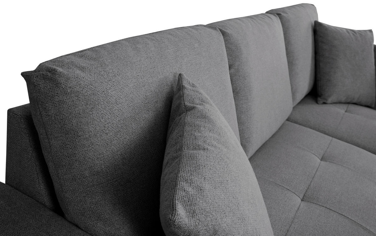ECKSOFA LUKAS Grau Struktur Zierkissen, Bettkasten  - Grau, Trend, Textil (239/158cm) - P & B