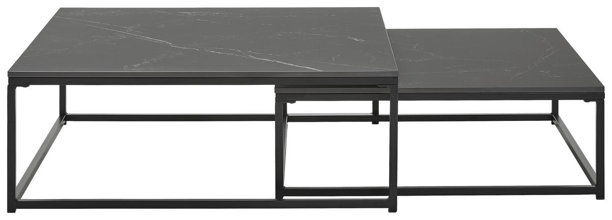 COUCHTISCHSET 75/65/27/22/75/65 cm quadratisch Schwarz  - Schwarz, Design, Keramik/Metall (75/65/27/22/75/65cm) - Livetastic