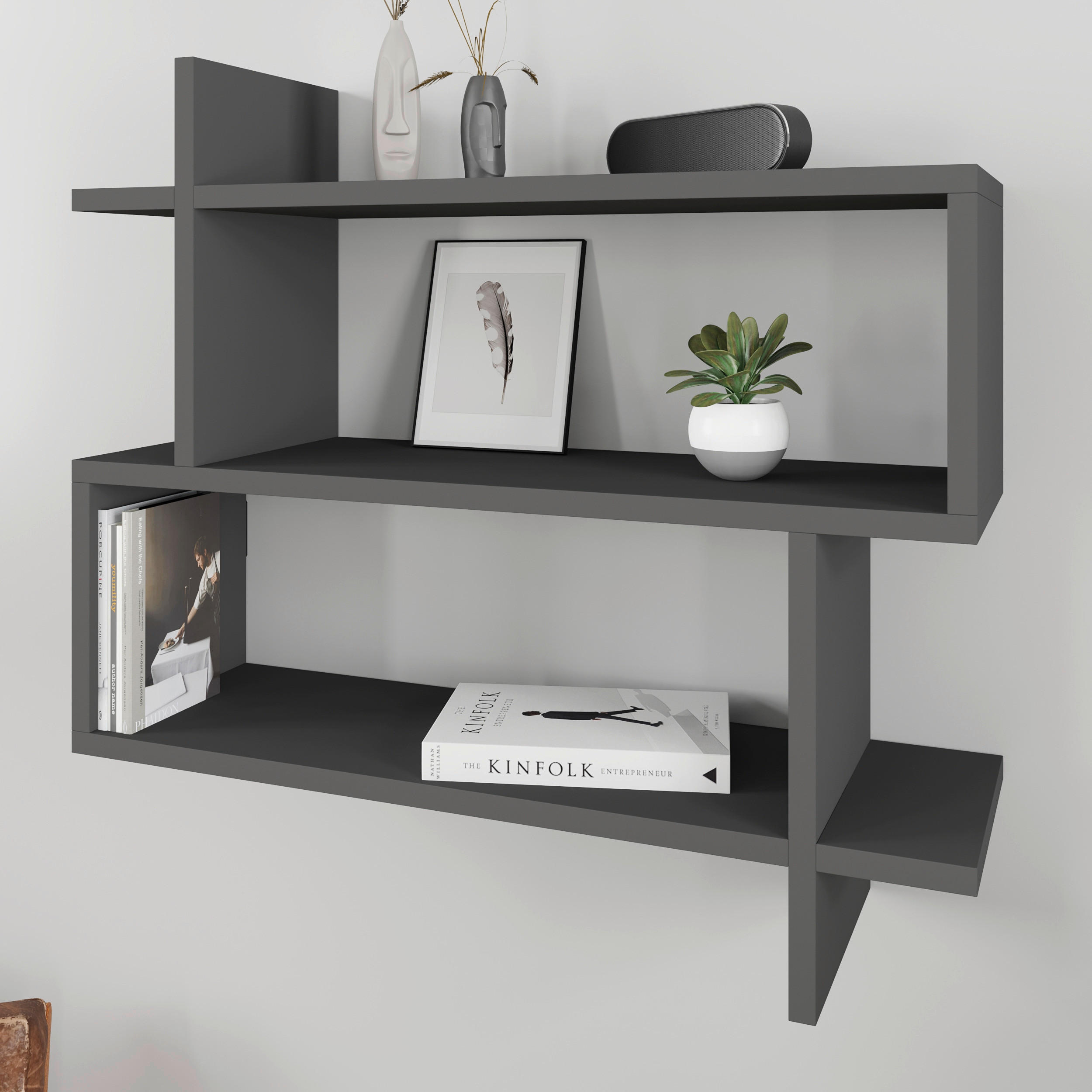 WANDBOARD in 70/65/22 cm Anthrazit  - Anthrazit, Design, Holzwerkstoff (70/65/22cm) - Livetastic