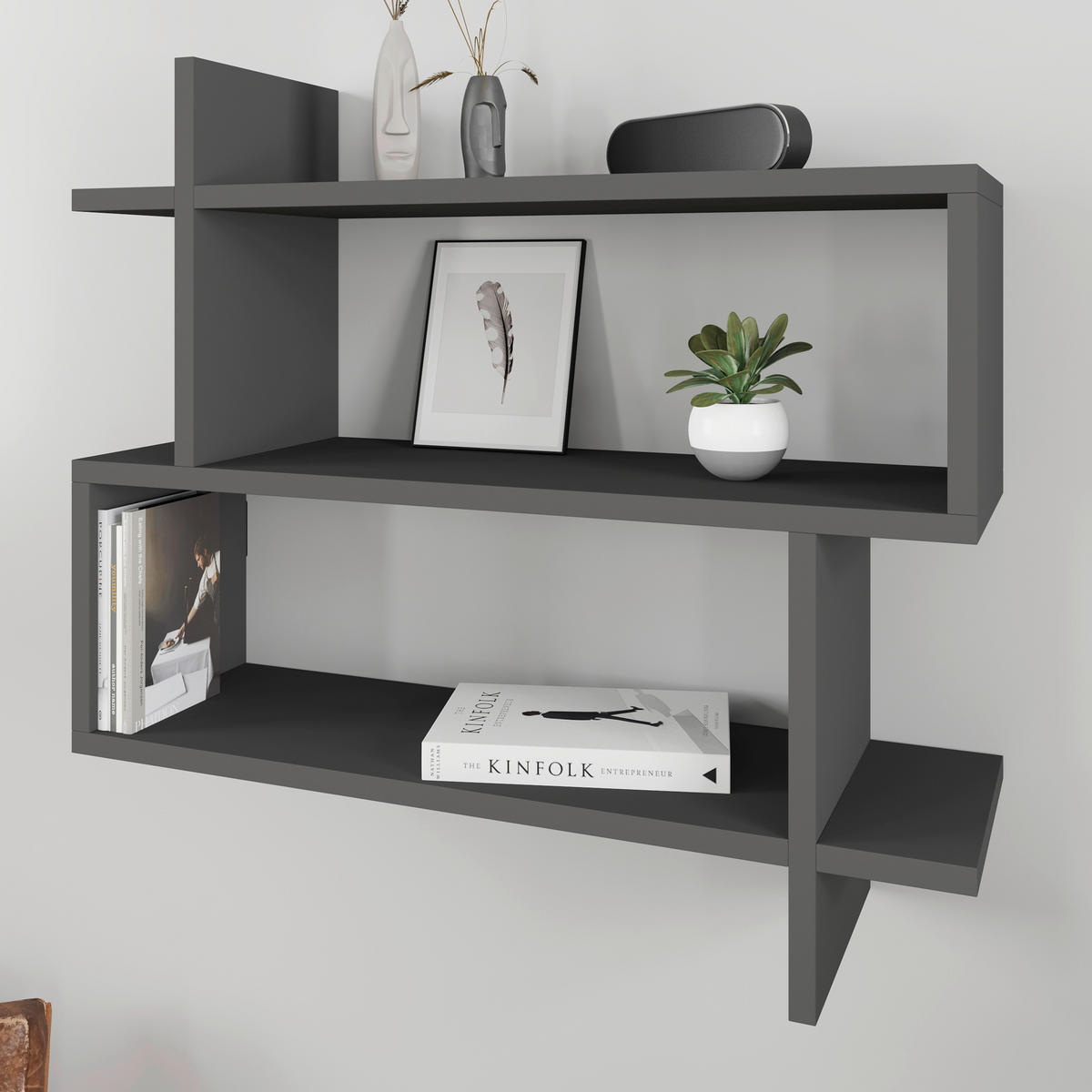 WANDBOARD in 70/65/22 cm Anthrazit  - Anthrazit, Design, Holzwerkstoff (70/65/22cm) - Livetastic