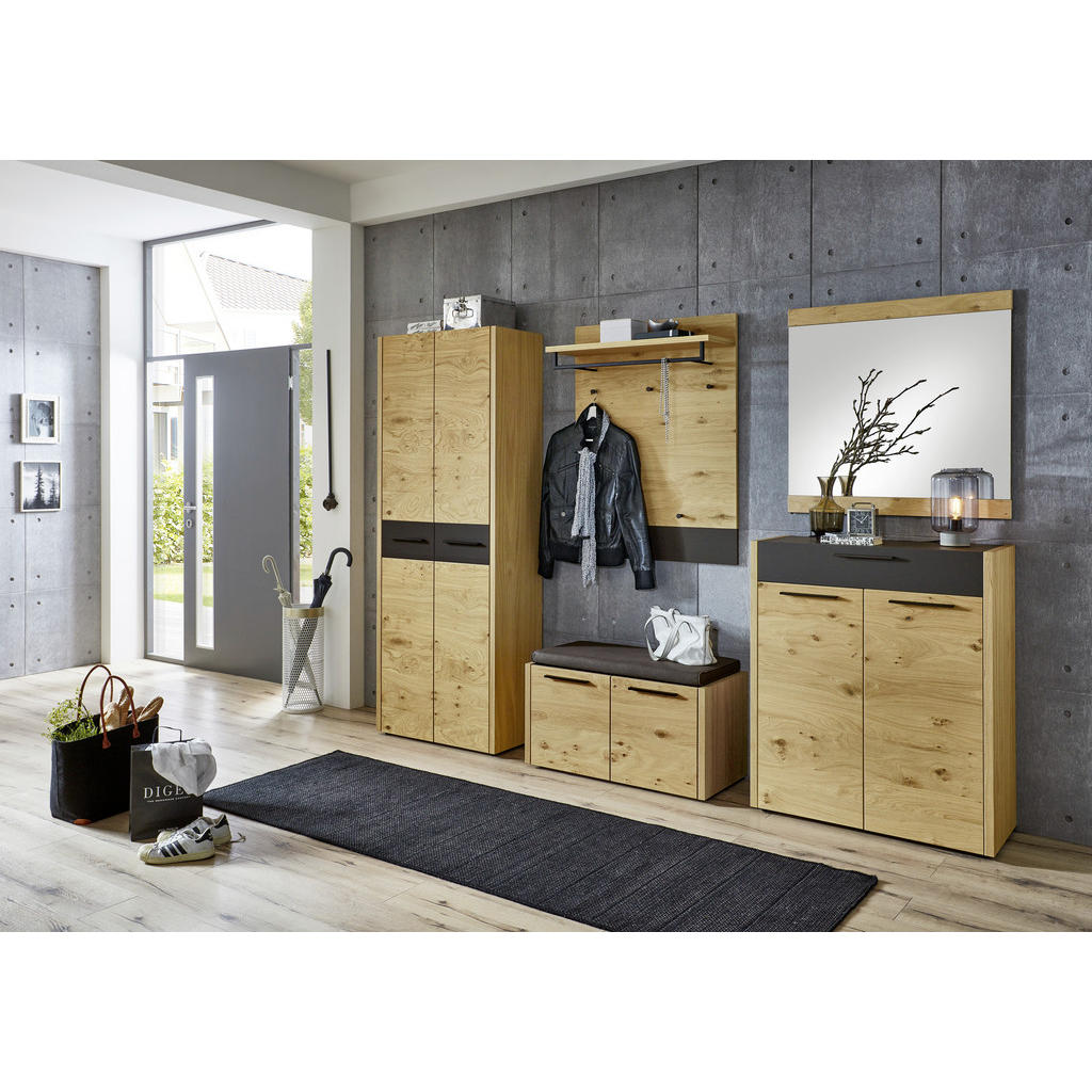 Thumbnail - Xxxl Schuhschrank, Schwarz, Eiche, Metall, Eiche, Balkeneiche, furniert, 3 Fächer, 1 Schubladen, 86x103x37 cm, Made in G...
