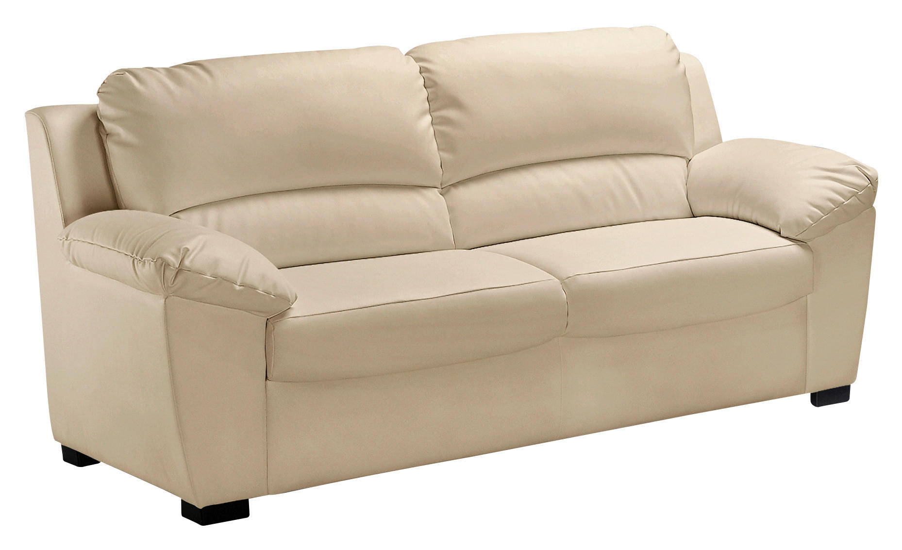 3-SITZER-SOFA Lederlook Beige  - Beige/Schwarz, KONVENTIONELL, Kunststoff/Textil (182/90/90cm) - MID.YOU