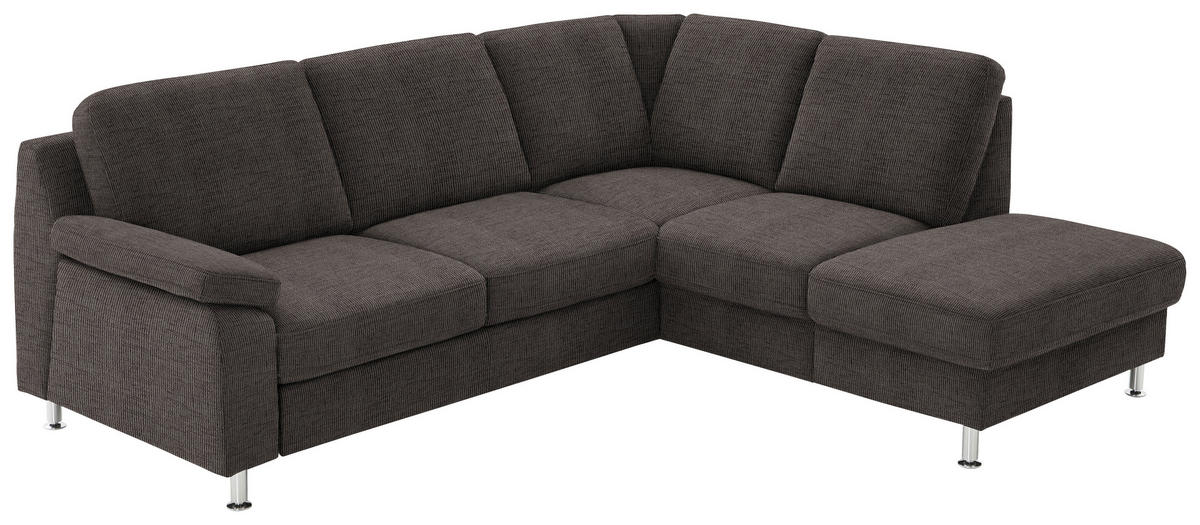 SAROKKANAPÉ textil sötétbarna  - sötétbarna/alumíniumszínű, Konventionell, textil/fém (241/200cm) - Beldomo System