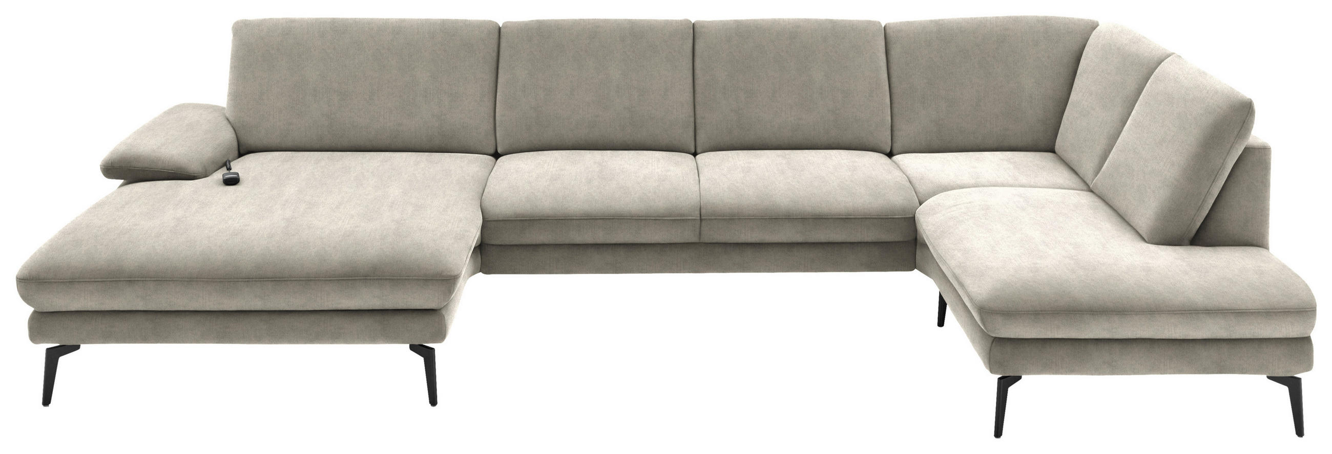 WOHNLANDSCHAFT in Velours Platinfarben  - Platinfarben/Schwarz, Design, Textil/Metall (180/344/208cm) - Dieter Knoll