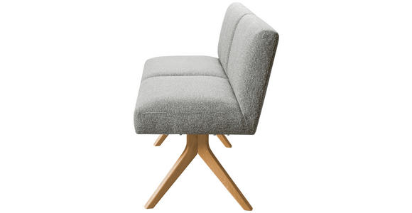 SITZBANK 160/85/69 cm Webstoff Hellgrau Eiche vollmassiv  - Eichefarben/Hellgrau, KONVENTIONELL, Holz/Textil (160/85/69cm) - Linea Natura