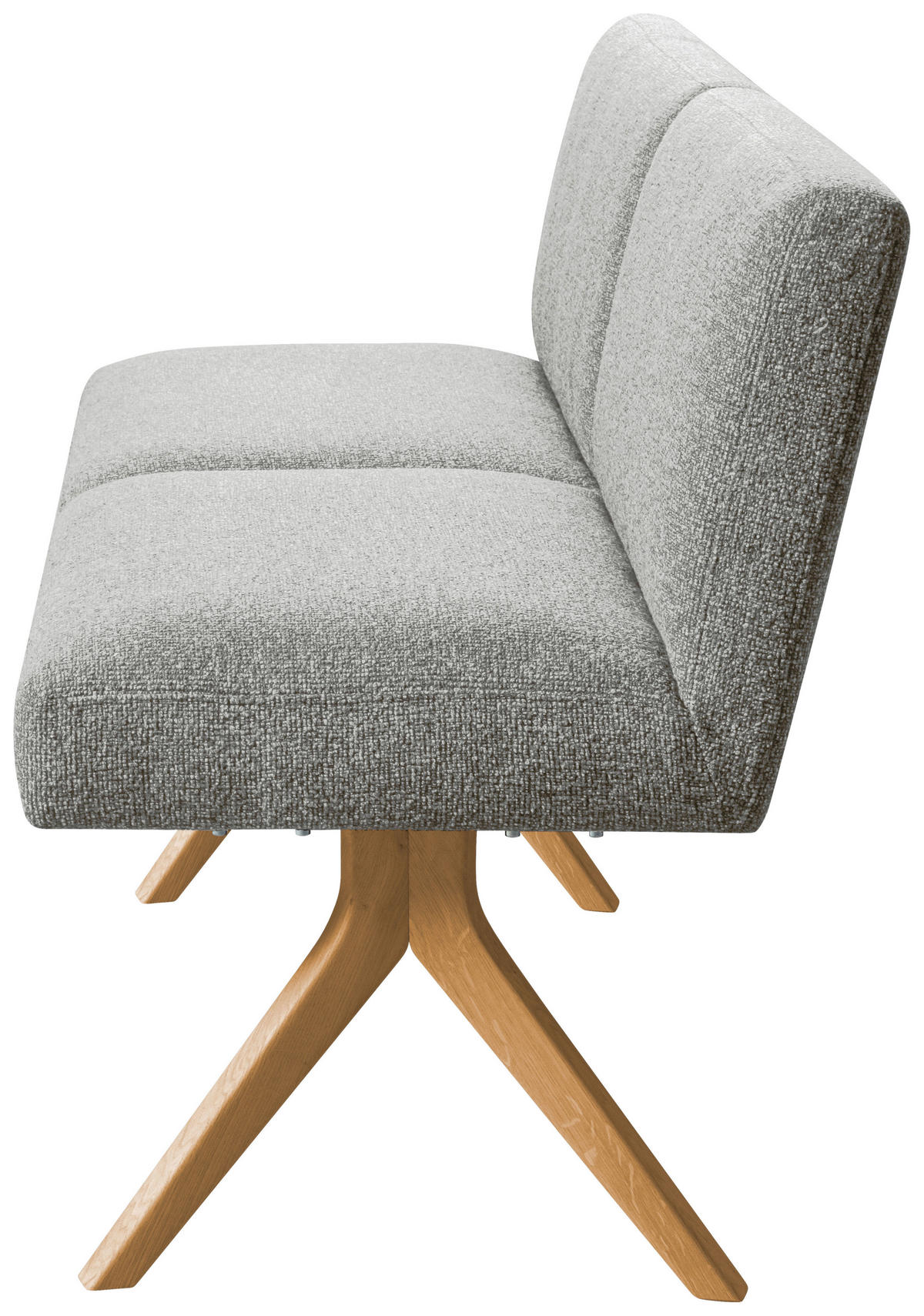SITZBANK 160/85/69 cm Webstoff Hellgrau Eiche vollmassiv  - Eichefarben/Hellgrau, KONVENTIONELL, Holz/Textil (160/85/69cm) - Linea Natura