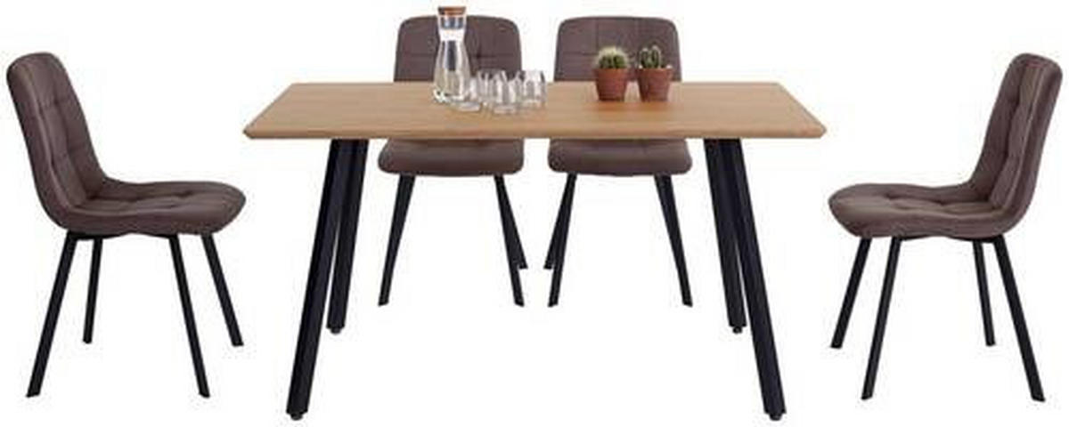 MATGRUPP i metall, textil, trämaterial grå, svart, ekfärgad  - grå/svart, Modern, metall/trämaterial (140/76/80cm) - Hom`in