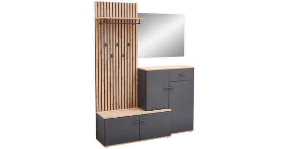 GARDEROBE  in 148/199/38 cm  - Anthrazit/Eiche Artisan, Design, Glas/Holzwerkstoff (148/199/38cm) - Xora