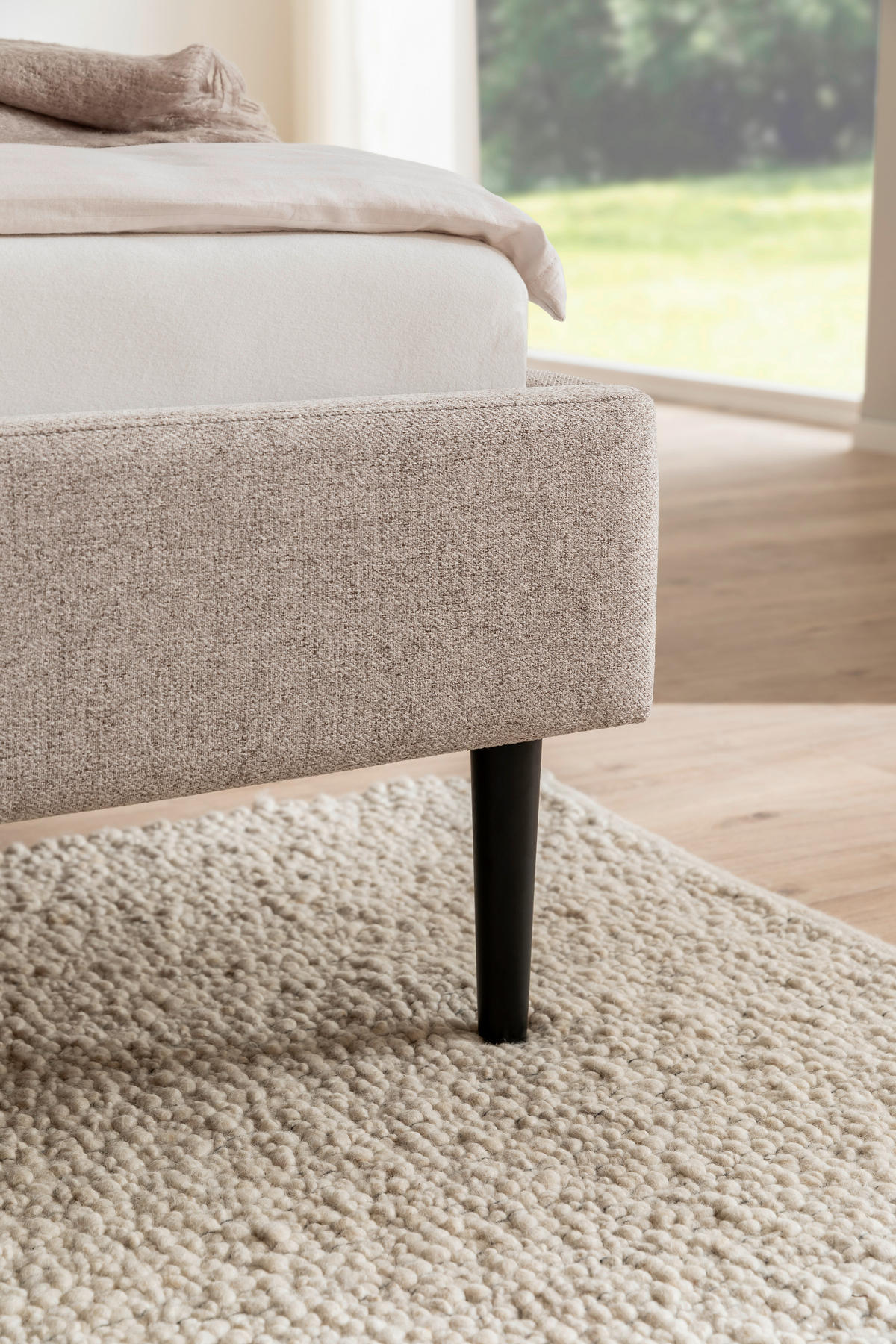 POLSTERBETT 180/200 cm  in Beige  - Beige/Schwarz, MODERN, Textil (180/200cm) - MID.YOU