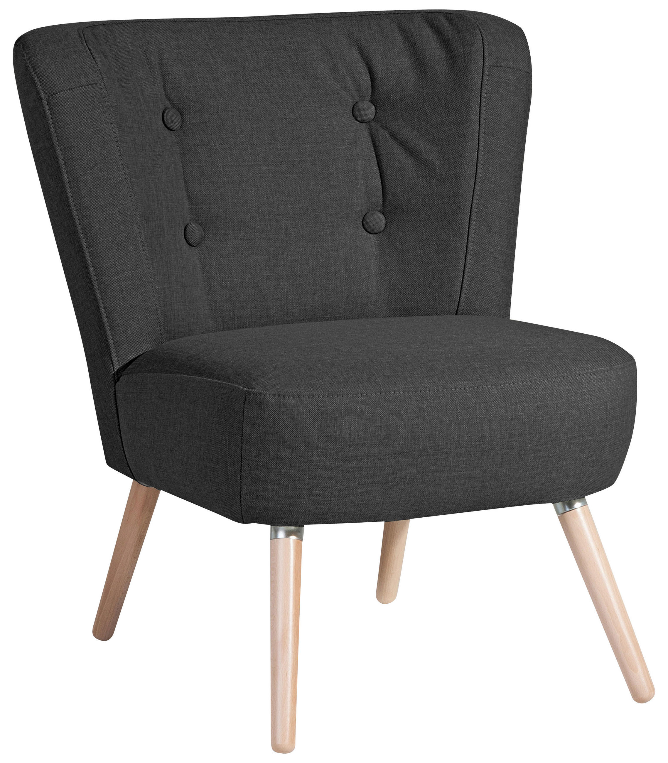 SESSEL Flachgewebe, Leinenoptik Schwarz  - Buchefarben/Schwarz, Design, Holz/Textil (69/80/68cm) - Max Winzer