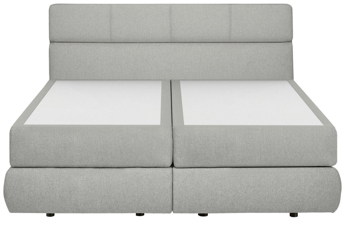 BOXSPRINGBETT 160/200 cm,  in Hellgrau, motorische Verstellbarkeit, Matratzen, unterschiedliche Matratzenhärtegrade je Bettseite, H2 + H3 = mittel + fest  - Hellgrau/Schwarz, Design, Kunststoff/Textil (160/200cm) - Dieter Knoll