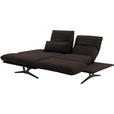 ECKSOFA in Echtleder Braun  - Gelb/Schwarz, Design, Leder/Metall (130/210cm) - Dieter Knoll