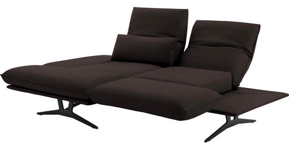 ECKSOFA in Echtleder Braun  - Gelb/Schwarz, Design, Leder/Metall (130/210cm) - Dieter Knoll