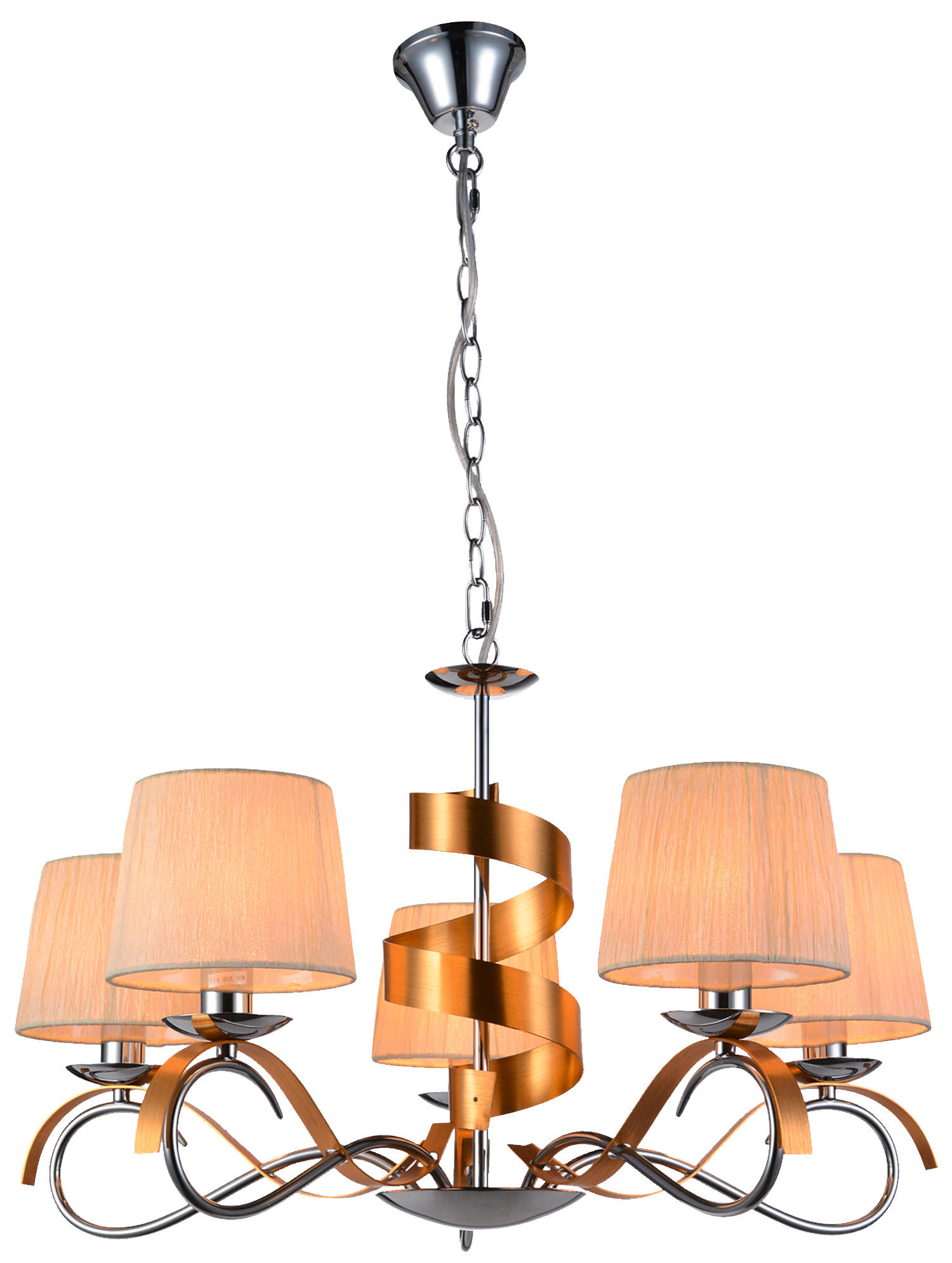 PENDELLAMPA Denis 68/68/100 cm  - kromfärg/guldfärgad, Klassisk, metall/plast (68/68/100cm)
