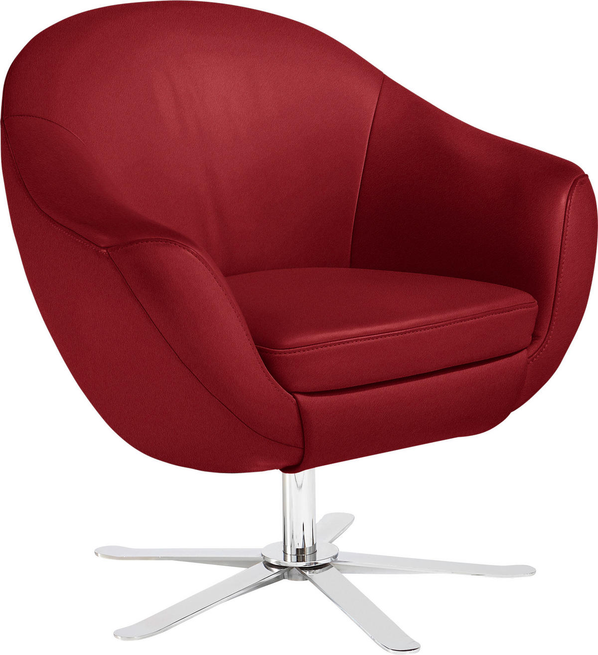SESSEL Echtleder Rot    - Chromfarben/Rot, KONVENTIONELL, Leder/Metall (84/82/71cm) - Joop!