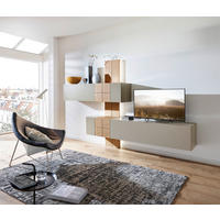WOHNWAND Quadra  in Taupe, Eichefarben  286/190/42 cm  - Taupe/Eichefarben, Design, Holz/Holzwerkstoff (286/190/42cm) - Ambiente