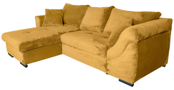 ECKSOFA  in Cord Senfgelb  - Senfgelb/Schwarz, KONVENTIONELL, Textil/Metall (168/258cm) - Carryhome