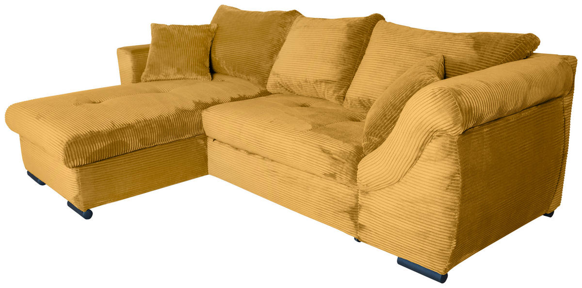 ECKSOFA Senfgelb Cord  - Senfgelb/Schwarz, KONVENTIONELL, Textil/Metall (168/258cm) - Carryhome