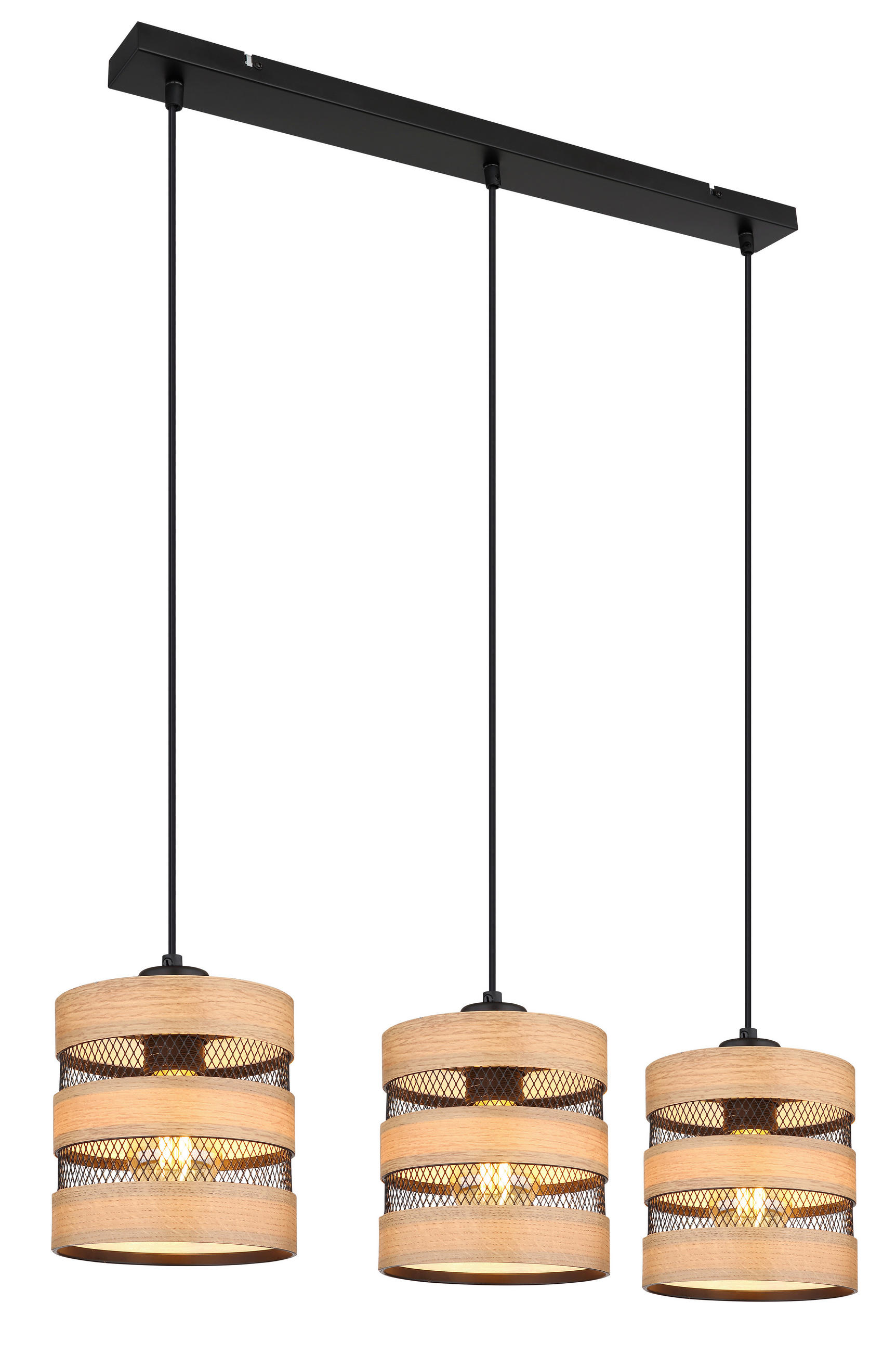 HÄNGELEUCHTE 75/18/120 cm   - Dunkelbraun/Schwarz, Design, Holz/Holzwerkstoff (75/18/120cm) - Globo