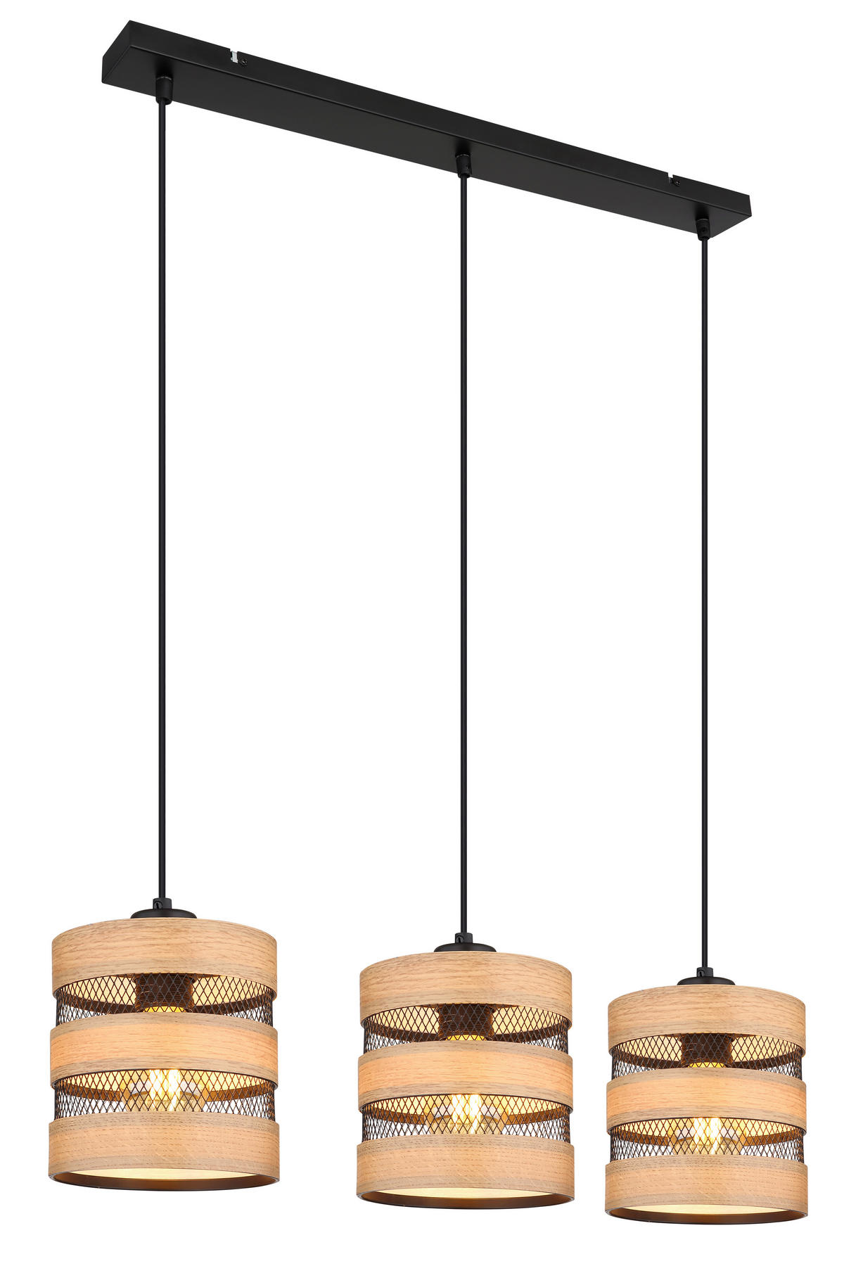 HÄNGELEUCHTE 75/18/120 cm    - Dunkelbraun/Schwarz, Design, Holz/Holzwerkstoff (75/18/120cm) - Globo