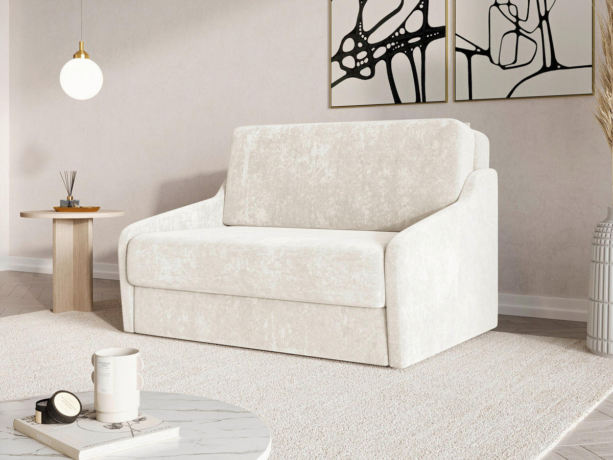 SCHLAFSOFA Creme  - Creme/Schwarz, Design, Kunststoff/Textil (136/86/113cm) - MID.YOU