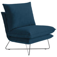 SESSEL in Velours Blau  - Blau/Schwarz, Design, Textil/Metall (72/84/90cm) - Livetastic