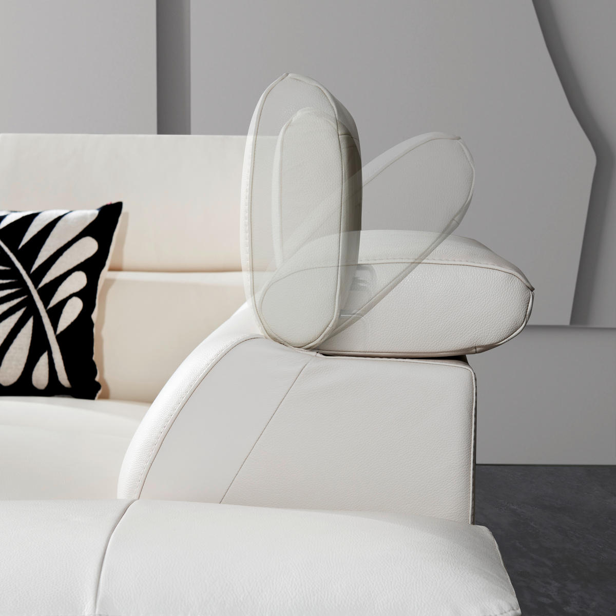 ECKSOFA in Echtleder Weiss  - Weiss/Schwarz, Modern, Leder/Metall (225/281cm) - Celina Home