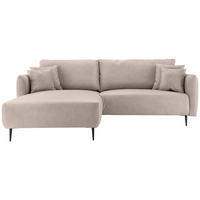 ECKSOFA in Lederlook Beige  178/264-302 cm  - Beige/Schwarz, Design, Textil/Metall (178/264-302cm) - Livetastic