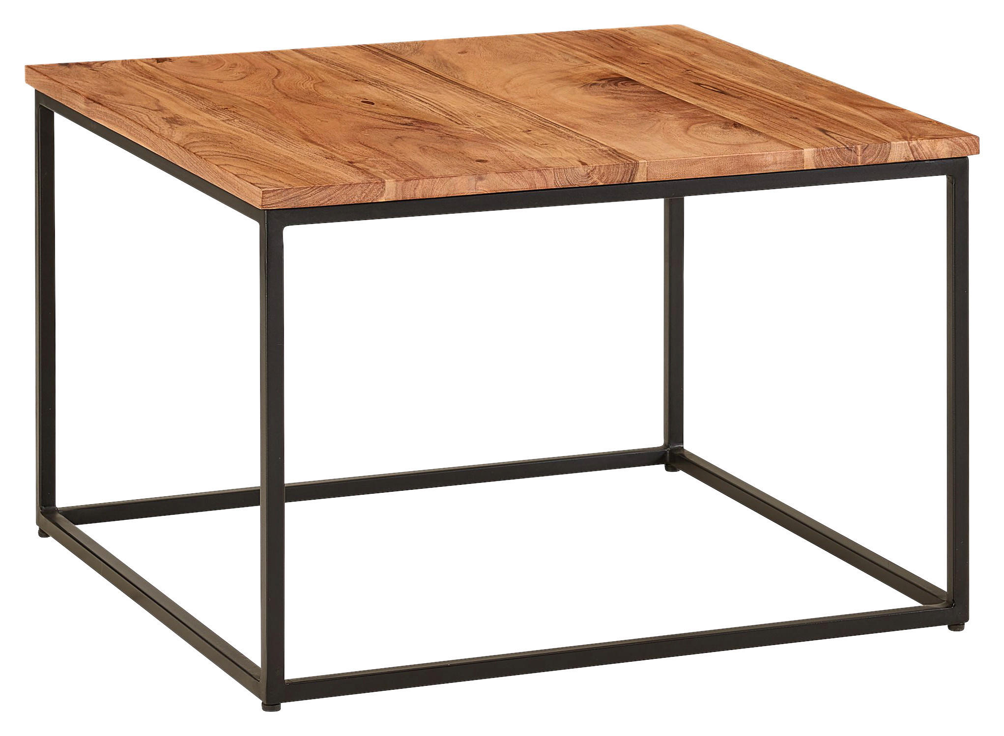 COUCHTISCH Akazie massiv 60/60/41 cm quadratisch Akaziefarben  - Schwarz/Akaziefarben, MODERN, Holz/Metall (60/60/41cm) - MID.YOU
