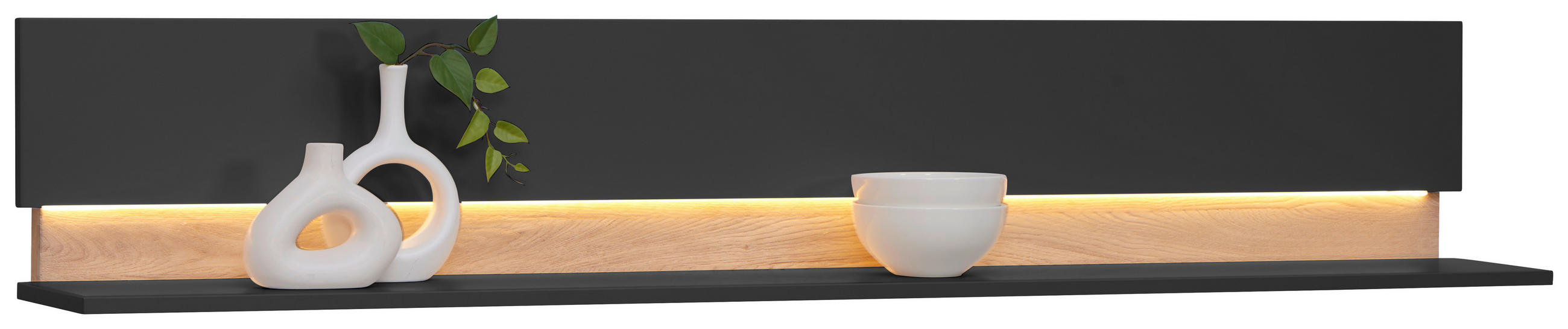 Dieter Knoll WANDBOARD Anthrazit, Eiche 180cm × 24cm × 30cm