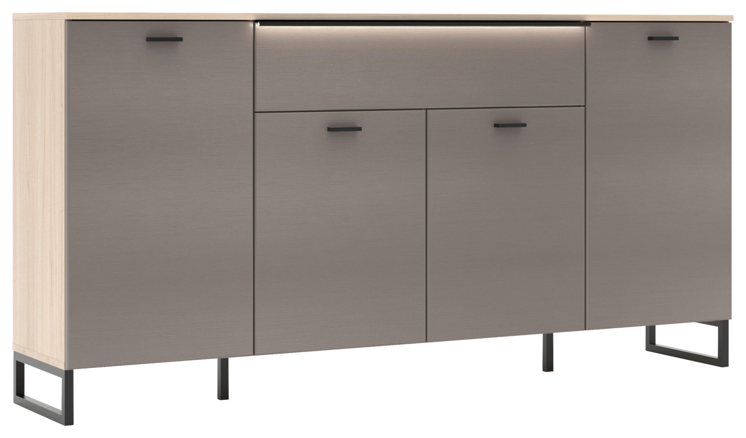 SIDEBOARD Grau, Eichefarben  174/89/41 cm  - Eichefarben/Schwarz, Konventionell, Holzwerkstoff/Metall (174/89/41cm)