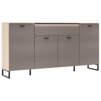 SIDEBOARD Grau, Eichefarben  174/89/41 cm  - Eichefarben/Schwarz, Konventionell, Holzwerkstoff/Metall (174/89/41cm)