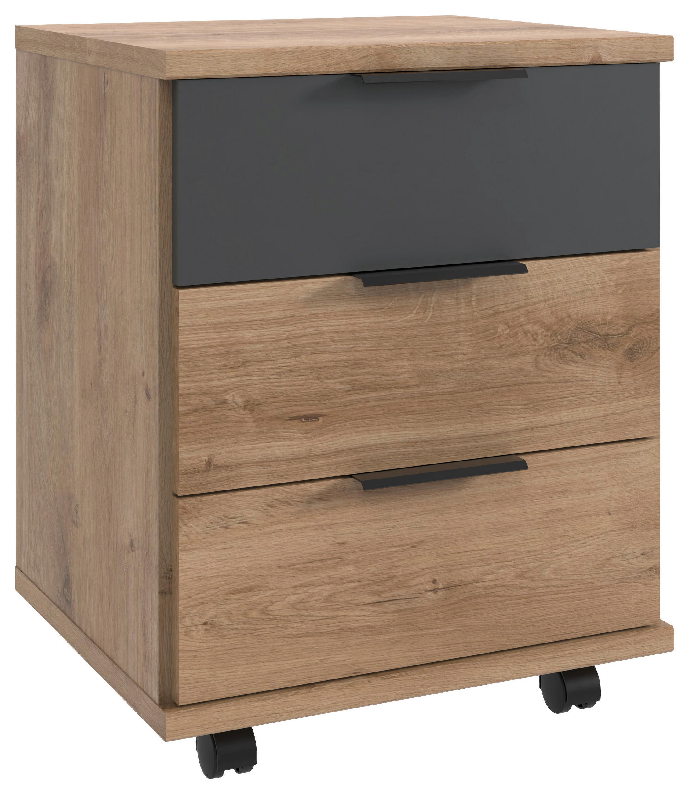 ROLLCONTAINER Graphitfarben, Plankeneiche  - Plankeneiche/Graphitfarben, Design, Holzwerkstoff/Kunststoff (46/58/40cm) - Boxxx