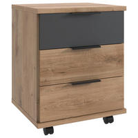 ROLLCONTAINER Graphitfarben, Plankeneiche  - Plankeneiche/Graphitfarben, Design, Holzwerkstoff/Kunststoff (46/58/40cm) - Boxxx
