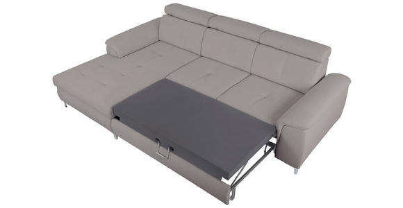 ECKSOFA in Flachgewebe Grau  - Chromfarben/Grau, KONVENTIONELL, Textil/Metall (175/268cm) - Carryhome