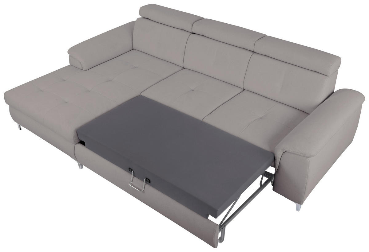 ECKSOFA in Flachgewebe Grau  - Chromfarben/Grau, Konventionell, Textil/Metall (175/268cm) - Carryhome