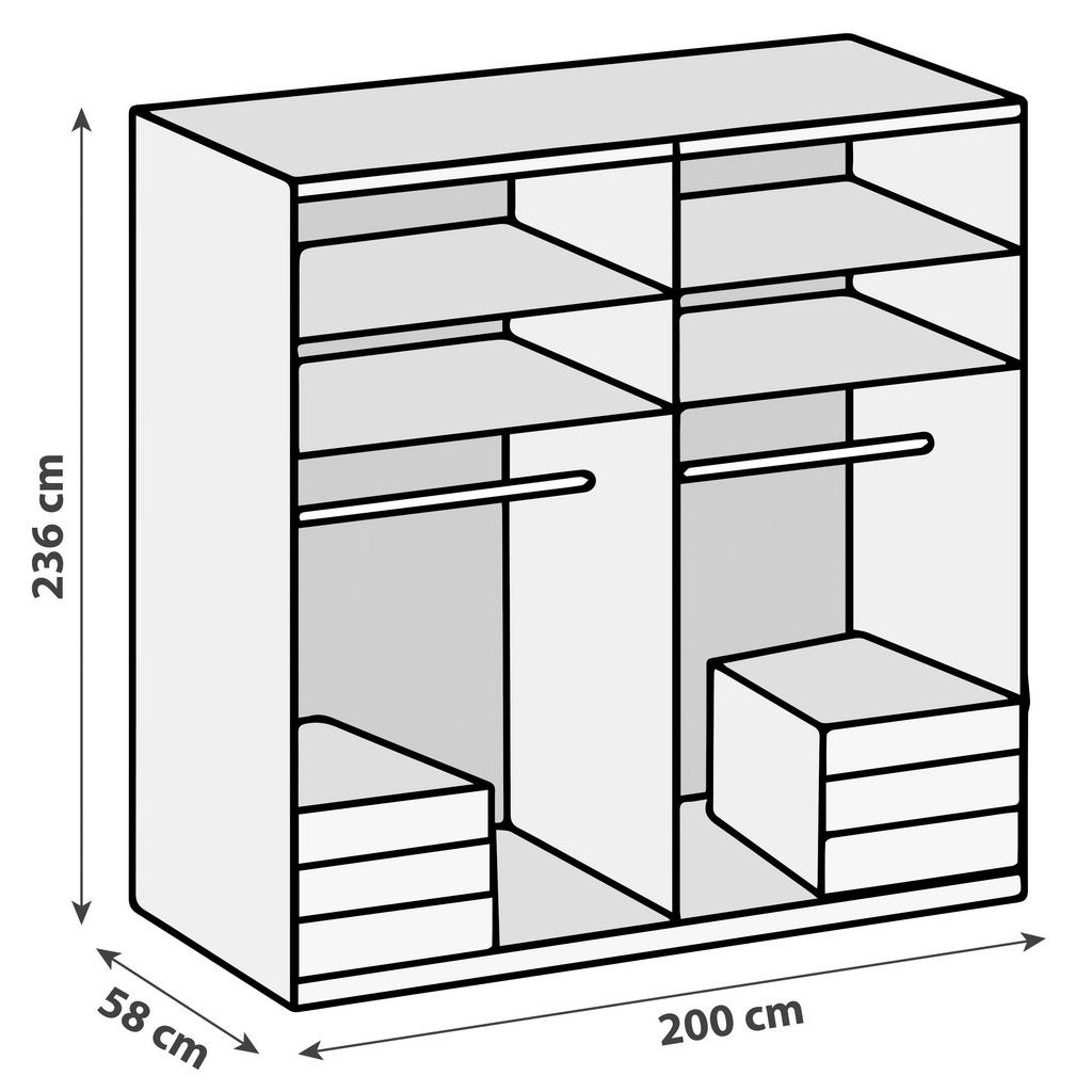 Thumbnail - Mid.you Drehtürenschrank Wimex Level 36C, Grau, Weiß, Metall, 4 Fächer, 6 Schubladen, 200x236x58 cm, DIN EN ISO 9001, Ma...