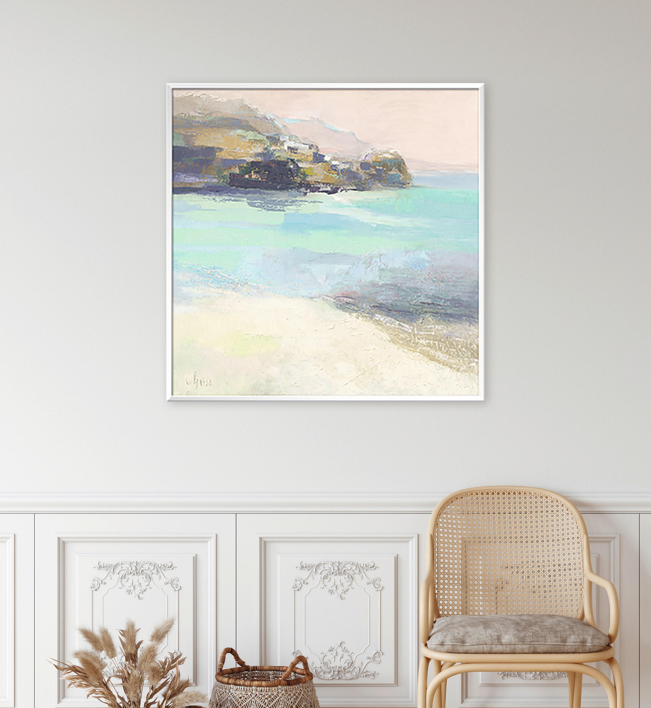 KUNSTDRUCK Strand & Meer 50/50 cm  - Sandfarben/Flieder, Basics, Papier (50/50cm) - Monee