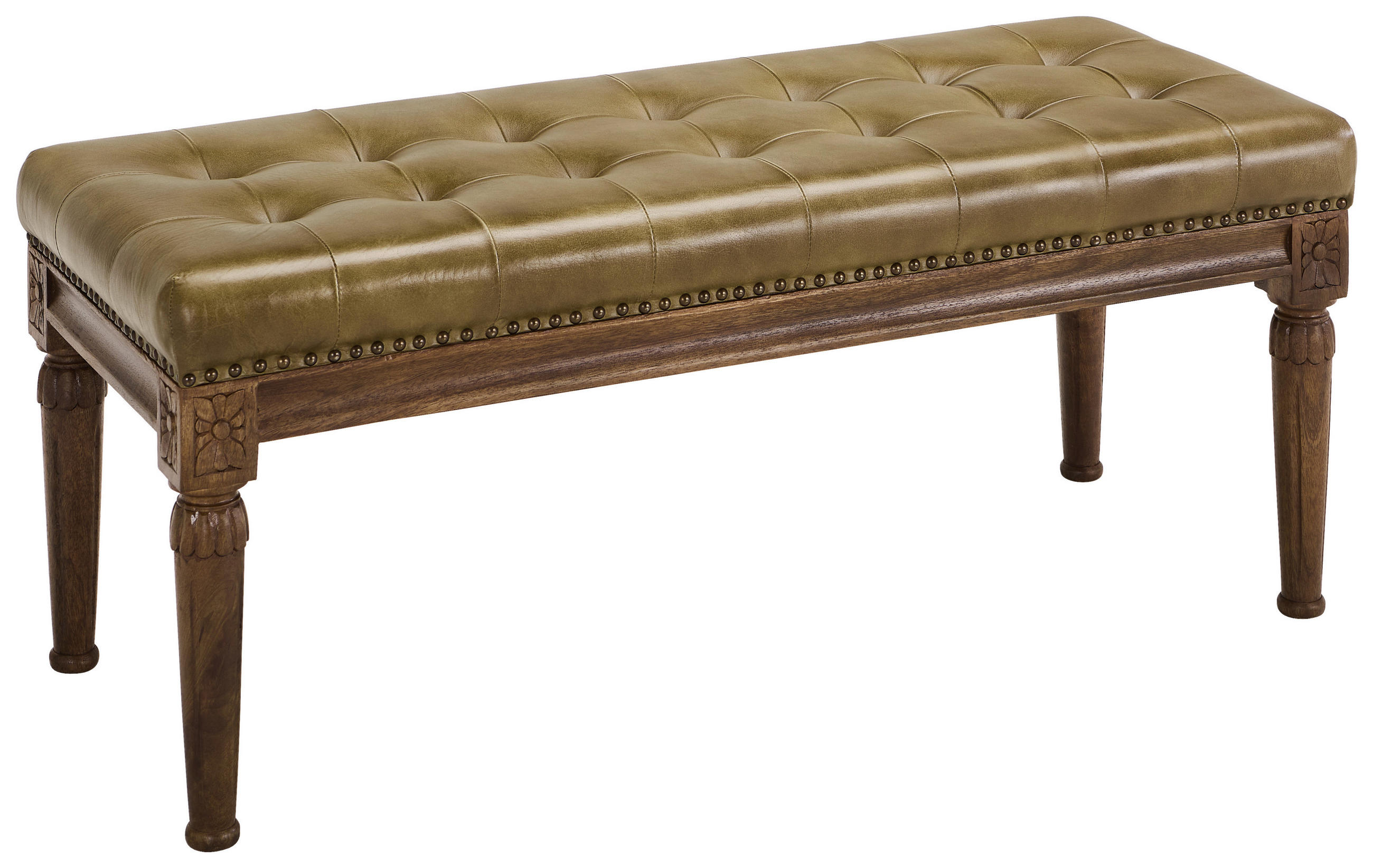 SITZBANK Holz, Leder Braun, Walnussfarben  - Walnussfarben/Braun, Lifestyle, Leder/Holz (110/45/45cm) - Landscape