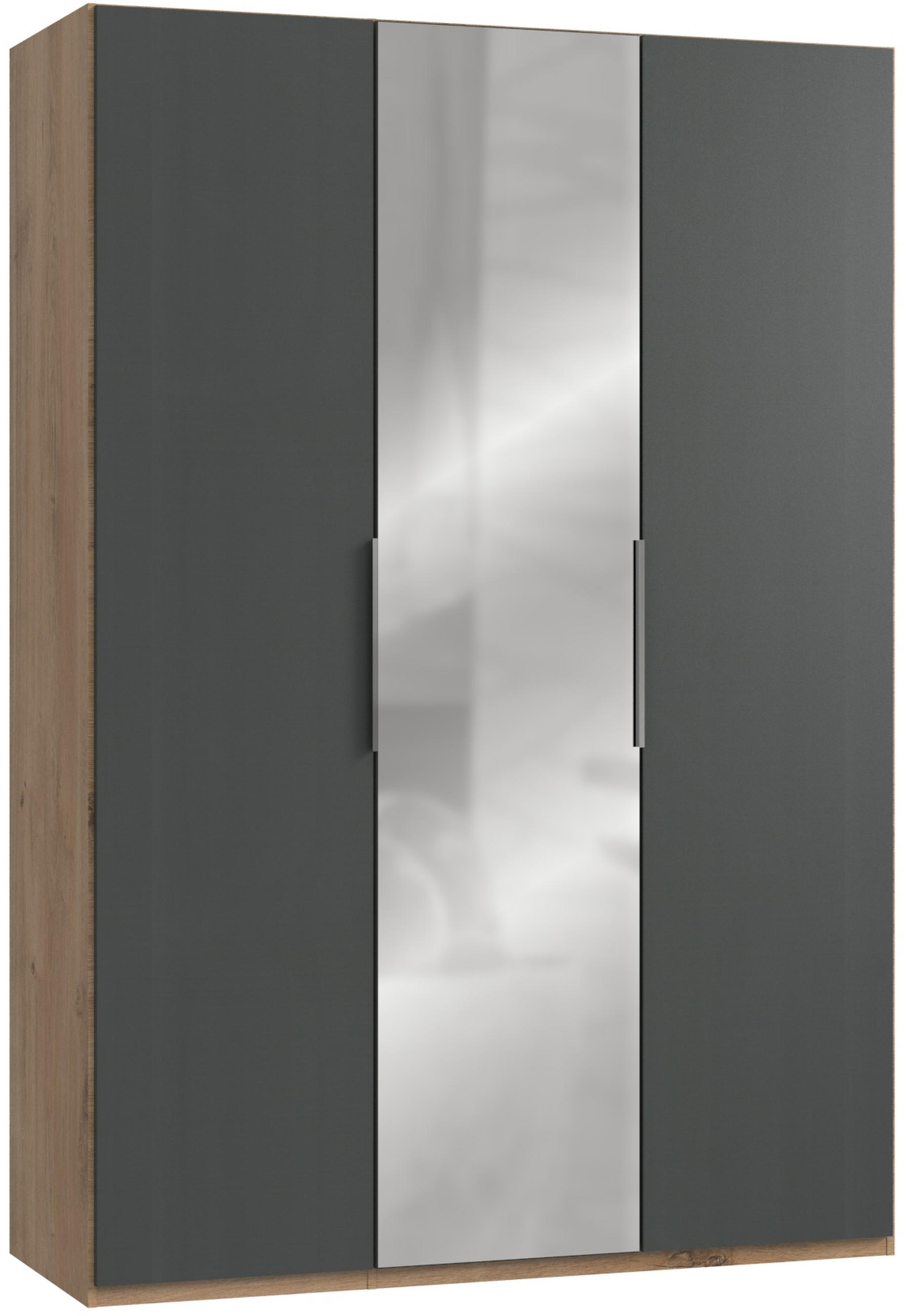 DREHTÜRENSCHRANK in Graphitfarben, Eichefarben  - Chromfarben/Eichefarben, Modern, Holzwerkstoff (150/216/58cm) - MID.YOU