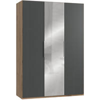 DREHTÜRENSCHRANK in Graphitfarben, Eichefarben  - Chromfarben/Eichefarben, Modern, Holzwerkstoff (150/216/58cm) - MID.YOU